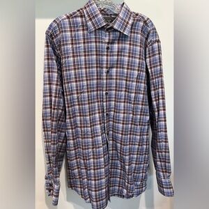 Maker & Company Men’s Plaid Long Sleeve 100% Cotton Button Down Size Large